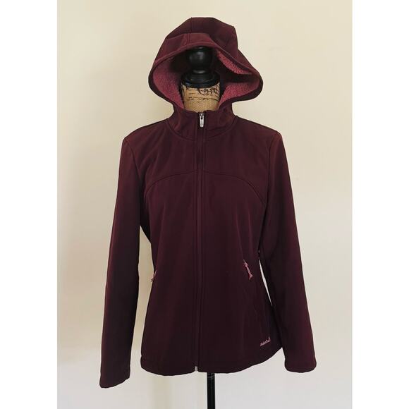Avalanche Outdoor Amber Fleece Lined Soft Shell Burgundy Purple Hoodie Jacket M - Picture 7 of 11
